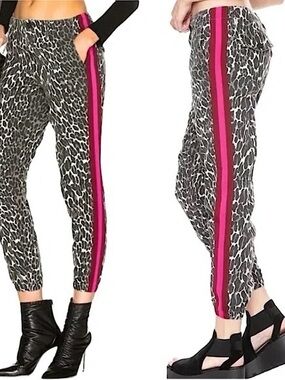 Mother Misfit Leopard Print Jogger Pants with Pink Stripe size 29 - NWOT